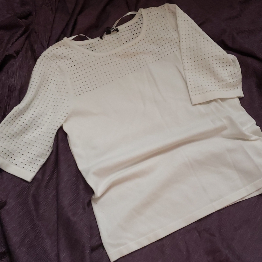 Perforated Knit Sweater Top
